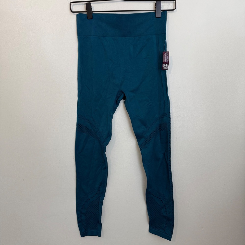 Adore Me Womens Teal Blue High Waisted Seamless Pointelle Leggings Size M/L NEW‎